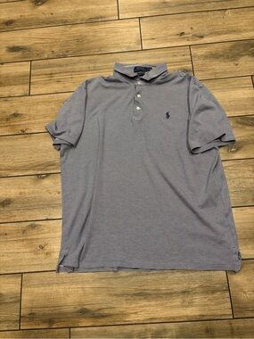 Polo Ralph Lauren Classic Fit Micro Stripe Polo Shirt Mens Large Navy White